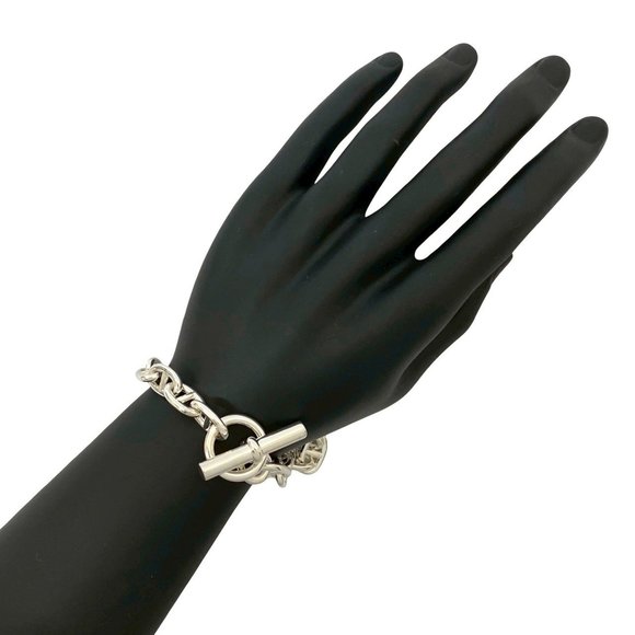 HERMES Chaine d'Ancre MM 17-link Sterling Silver 925 Chain Bracelet Bangle 037mm - Picture 1 of 5